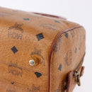 MCM Logogram Vicetos Boston Bag PVC Leather Brown Gold Auth 192236-14
