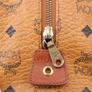 MCM Logogram Vicetos Boston Bag PVC Leather Brown Gold Auth 192236-15