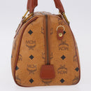 MCM Logogram Vicetos Boston Bag PVC Leather Brown Gold Auth 192236-4
