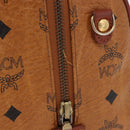 MCM Logogram Vicetos Boston Bag PVC Leather Brown Gold Auth 192236-6