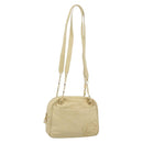 LOEWE Chain Shoulder Bag Leather Beige Gold Auth 192241A-1
