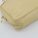 LOEWE Chain Shoulder Bag Leather Beige Gold Auth 192241A-11