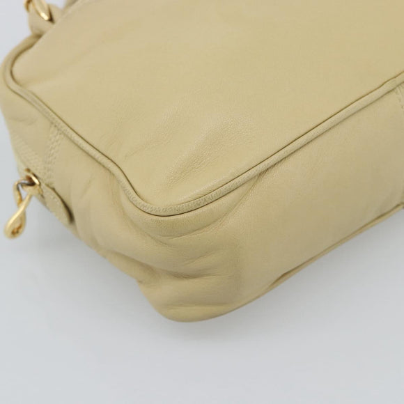 LOEWE Chain Shoulder Bag Leather Beige Gold Auth 192241A