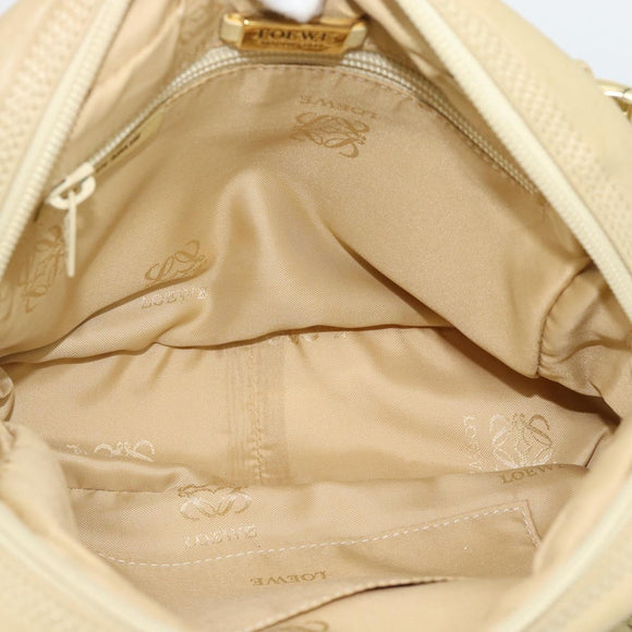 LOEWE Chain Shoulder Bag Leather Beige Gold Auth 192241A
