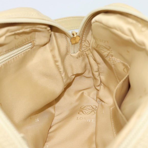 LOEWE Chain Shoulder Bag Leather Beige Gold Auth 192241A