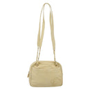 LOEWE Chain Shoulder Bag Leather Beige Gold Auth 192241A-2