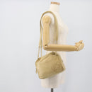 LOEWE Chain Shoulder Bag Leather Beige Gold Auth 192241A-22