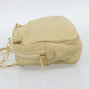 LOEWE Chain Shoulder Bag Leather Beige Gold Auth 192241A-4