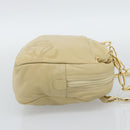 LOEWE Chain Shoulder Bag Leather Beige Gold Auth 192241A-5