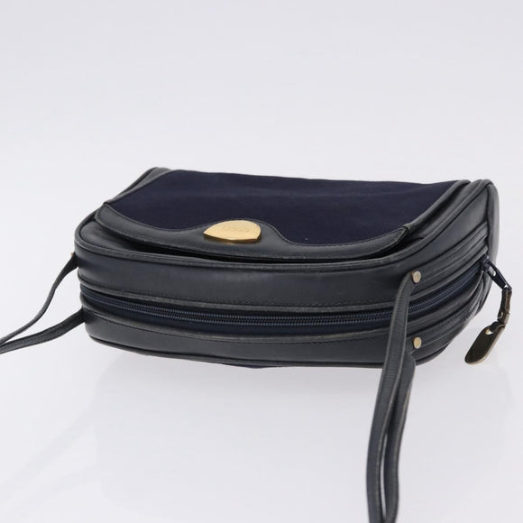 GUCCI Micro GG Canvas Shoulder Bag Navy Gold Auth 192243