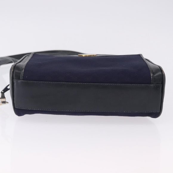 GUCCI Micro GG Canvas Shoulder Bag Navy Gold Auth 192243