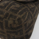 FENDI Zucca Canvas Mamma Baguette Shoulder Bag Wool Brown Gold Auth 192244V-9