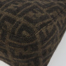 FENDI Zucca Canvas Mamma Baguette Shoulder Bag Wool Brown Gold Auth 192244V-15