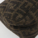 FENDI Zucca Canvas Mamma Baguette Shoulder Bag Wool Brown Gold Auth 192244V-16