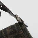 FENDI Zucca Canvas Mamma Baguette Shoulder Bag Wool Brown Gold Auth 192244V-17