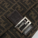 FENDI Zucca Canvas Mamma Baguette Shoulder Bag Wool Brown Gold Auth 192244V-18