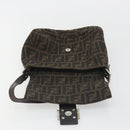 FENDI Zucca Canvas Mamma Baguette Shoulder Bag Wool Brown Gold Auth 192244V-19