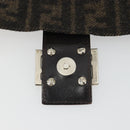 FENDI Zucca Canvas Mamma Baguette Shoulder Bag Wool Brown Gold Auth 192244V-20