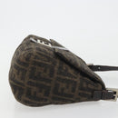 FENDI Zucca Canvas Mamma Baguette Shoulder Bag Wool Brown Gold Auth 192244V-3