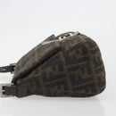 FENDI Zucca Canvas Mamma Baguette Shoulder Bag Wool Brown Gold Auth 192244V-4