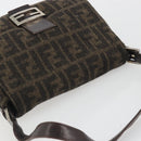FENDI Zucca Canvas Mamma Baguette Shoulder Bag Wool Brown Gold Auth 192244V-6