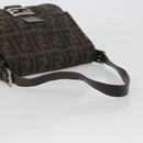 FENDI Zucca Canvas Mamma Baguette Shoulder Bag Wool Brown Gold Auth 192244V-7