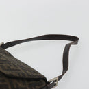 FENDI Zucca Canvas Mamma Baguette Shoulder Bag Wool Brown Gold Auth 192244V-8