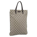 GUCCI GG Supreme Hand Bag PVC Beige Silver 117551 Auth 192245-1
