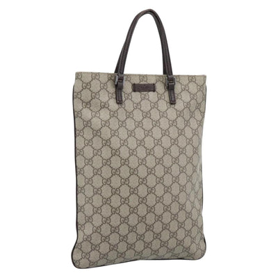 GUCCI GG Supreme Hand Bag PVC Beige Silver 117551 Auth 192245