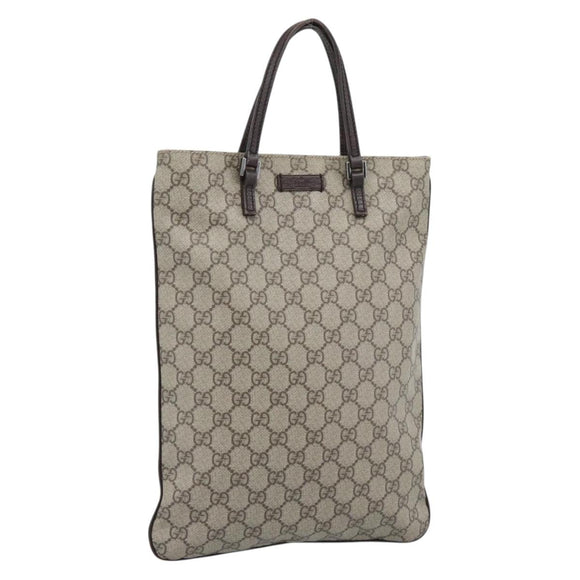 GUCCI GG Supreme Hand Bag PVC Beige Silver 117551 Auth 192245