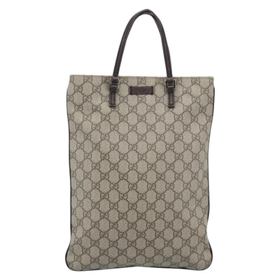 GUCCI GG Supreme Hand Bag PVC Beige Silver 117551 Auth 192245 - 0