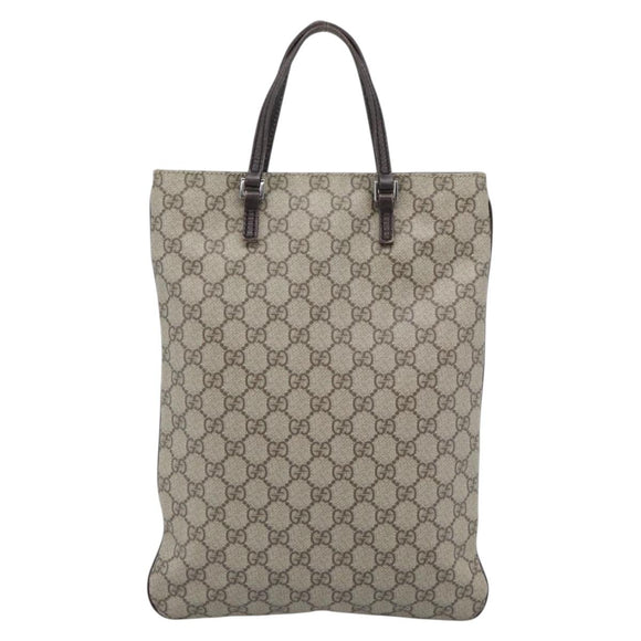 GUCCI GG Supreme Hand Bag PVC Beige Silver 117551 Auth 192245