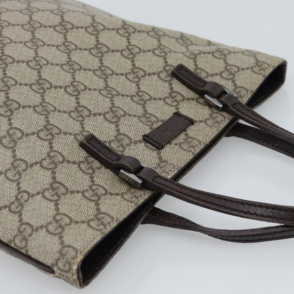 GUCCI GG Supreme Hand Bag PVC Beige Silver 117551 Auth 192245