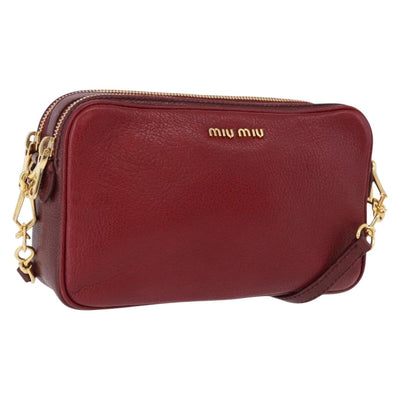 Miu Miu Shoulder Bag Leather Red Gold Auth 192246V