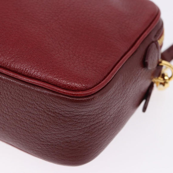 Miu Miu Shoulder Bag Leather Red Gold Auth 192246V