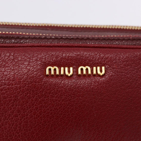 Miu Miu Shoulder Bag Leather Red Gold Auth 192246V