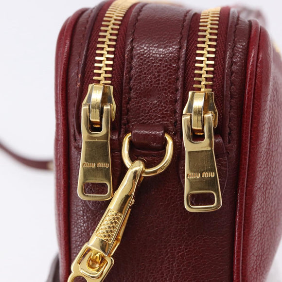 Miu Miu Shoulder Bag Leather Red Gold Auth 192246V