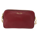 Miu Miu Shoulder Bag Leather Red Gold Auth 192246V-13