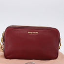 Miu Miu Shoulder Bag Leather Red Gold Auth 192246V-12