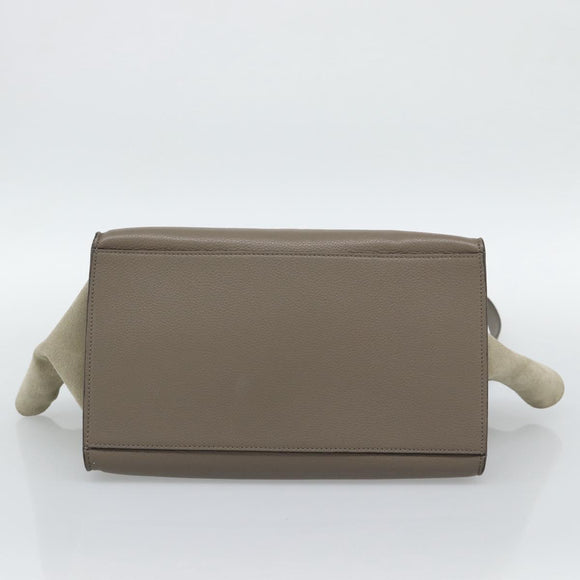 CELINE Trapeze Hand Bag Leather 2way Gray Silver Auth 192250V
