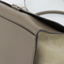 CELINE Trapeze Hand Bag Leather 2way Gray Silver Auth 192250V-16