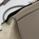 CELINE Trapeze Hand Bag Leather 2way Gray Silver Auth 192250V-17