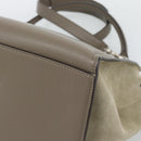 CELINE Trapeze Hand Bag Leather 2way Gray Silver Auth 192250V-18