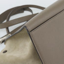 CELINE Trapeze Hand Bag Leather 2way Gray Silver Auth 192250V-19