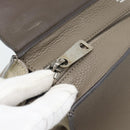 CELINE Trapeze Hand Bag Leather 2way Gray Silver Auth 192250V-9