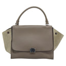 CELINE Trapeze Hand Bag Leather 2way Gray Silver Auth 192250V-13