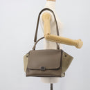 CELINE Trapeze Hand Bag Leather 2way Gray Silver Auth 192250V-26