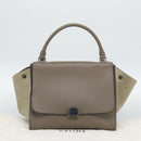 CELINE Trapeze Hand Bag Leather 2way Gray Silver Auth 192250V-12