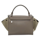CELINE Trapeze Hand Bag Leather 2way Gray Silver Auth 192250V-2
