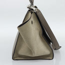 CELINE Trapeze Hand Bag Leather 2way Gray Silver Auth 192250V-3
